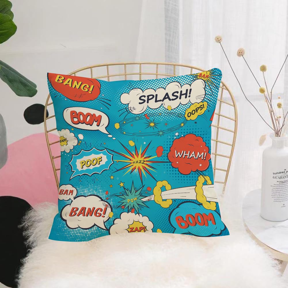HYOSXW Cushion Cover,Throw Pillow Case Home Decorative for Living Room Bedroom Sofa Chair 16X16 Inch,Pattern comic speech bubbles in pop art style,Pillowcase 40X40cm
