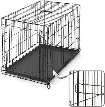 CAPHAUS Foldable Dog Crate Wire Metal Dog Kennel w/Divider Panel, Leak-Proof Pan & Protecting Feet, Single & Double Door, Small, Medium & Large Dog Crate Indoor Wire Dog Cage, 30 w/Easy-Flick Lock