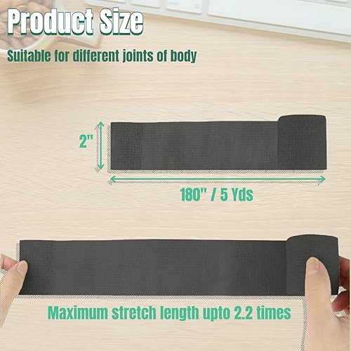Miniatura 3 de Paquete de 12 vendajes autoadhesivos de 2 pulgadas x 5 yardas, vendajes adhesivos elásticos para médicos, primeros auxilios, deportes, atletismo,
