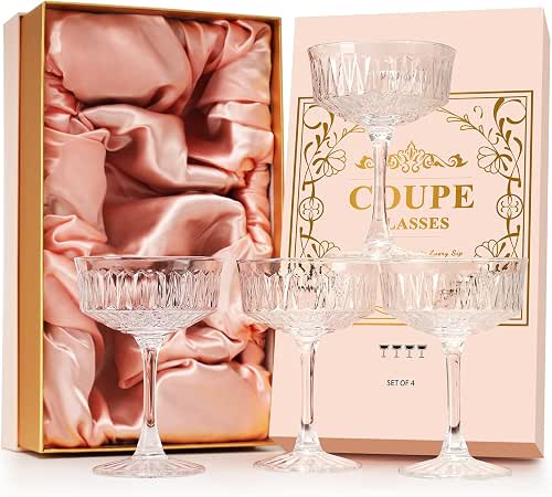 VIMERPA Coupe Glasses, Martini Glasses Set of 4, Vintage Champagne