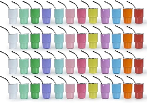Miniatura 12 de AGH vaso de chupito de 3 oz, mini vaso con popote y tapa, color rosa, de acero inoxidable, vasos de sublimación con aislamiento al vacío de doble