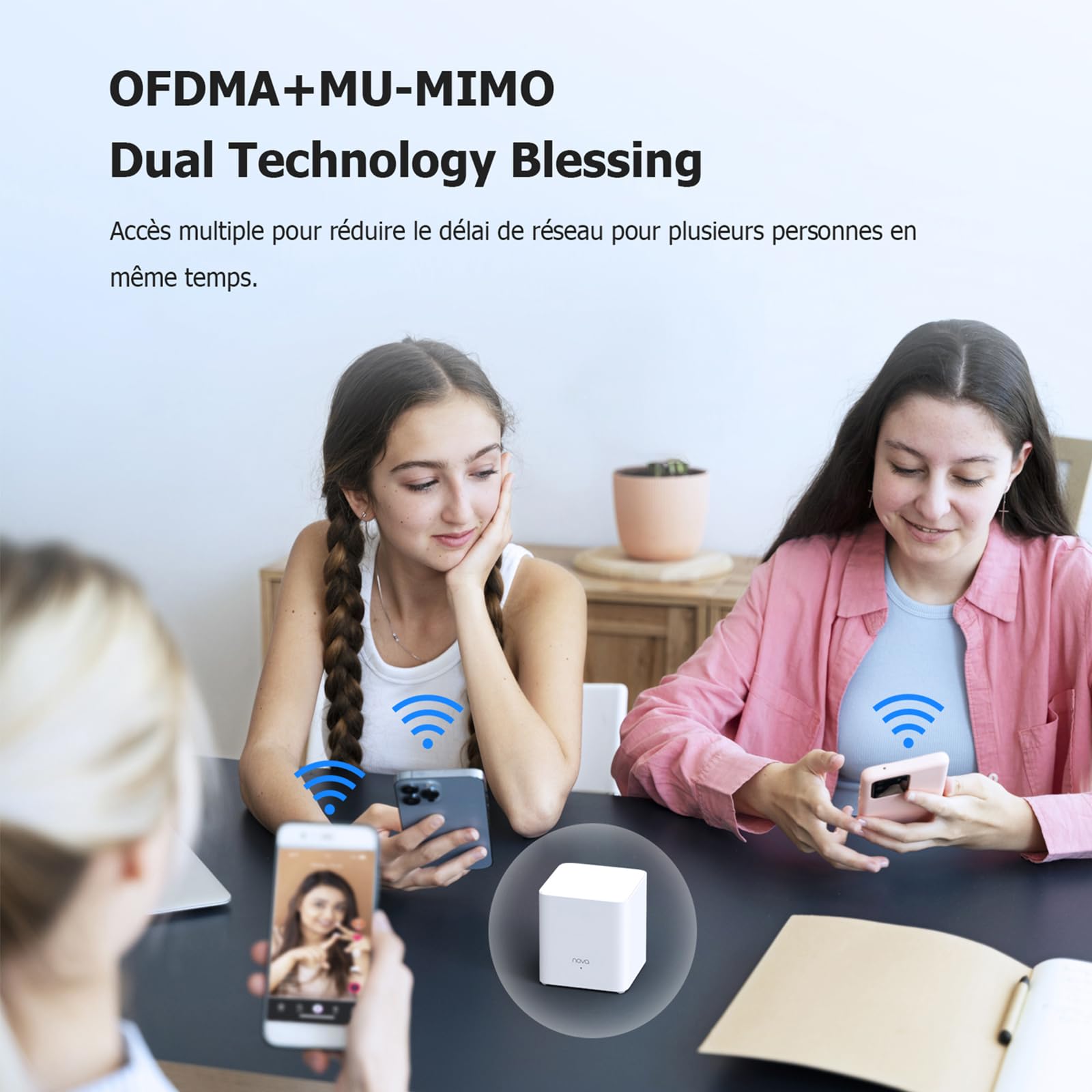 Tenda Nova Mesh MX3 (3 Packs) - Système WiFi 6 Mesh AX1500, Routeur Mesh Wi-Fi Double Bande, Couverture de 270㎡, Installation Facile, Contrôle Parental
