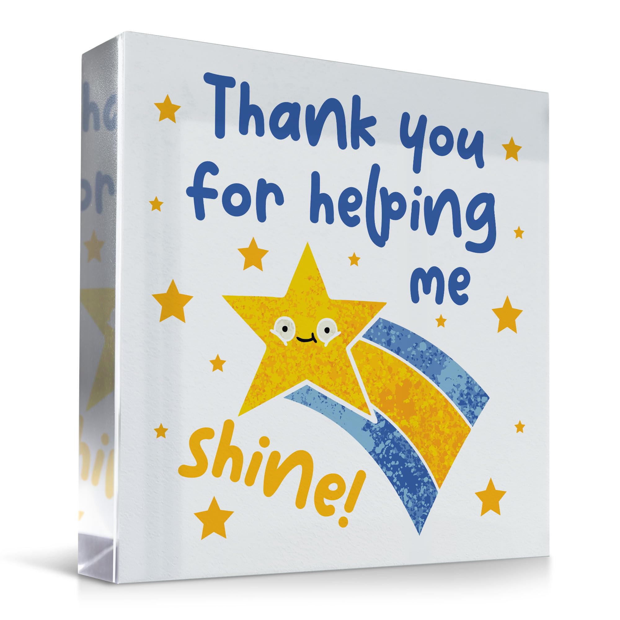 Red Ocean Thank You For Helping Me Shine Gift For Teacher Teaching Assistant Nursery Teacher Freestanding Acrylic Block Teacher Gifts End of Term Leaving School Nursery Gift Keepsake