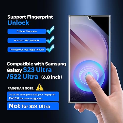 Miniatura 3 de FANGTIAN - Protector de pantalla para Samsung Galaxy S23 UltraS22 Ultra (alineación automática), protector de pantalla para S23 Ultra, fácil
