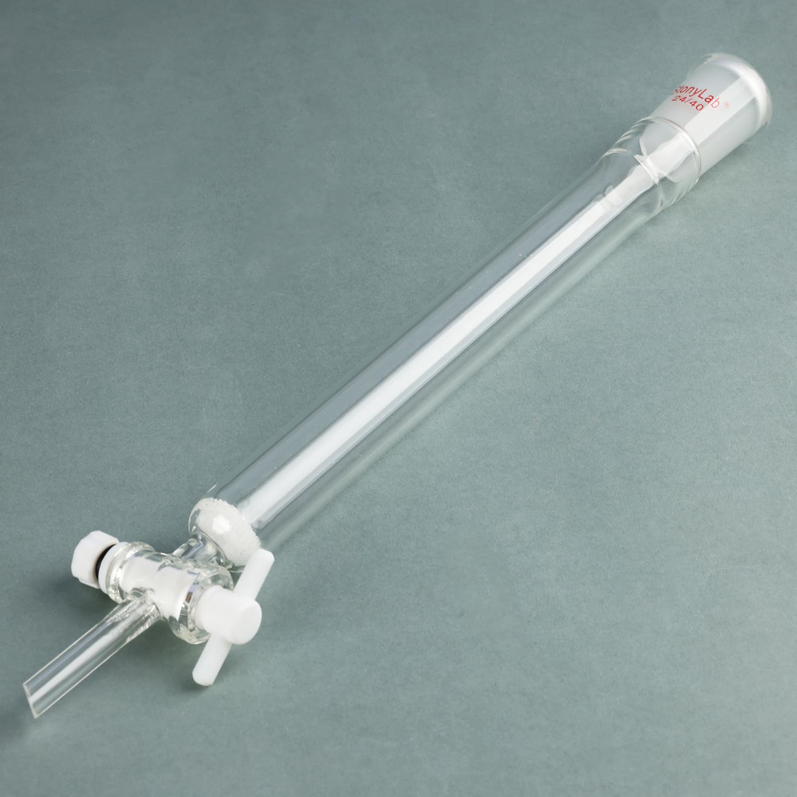stonylab Colonna di Cromatografia in Vetro Borosilicato con Piastra di Sabbia G2, Diametro Interno 19 mm, Lunghezza Efficace 203 mm, Giunto 24/40