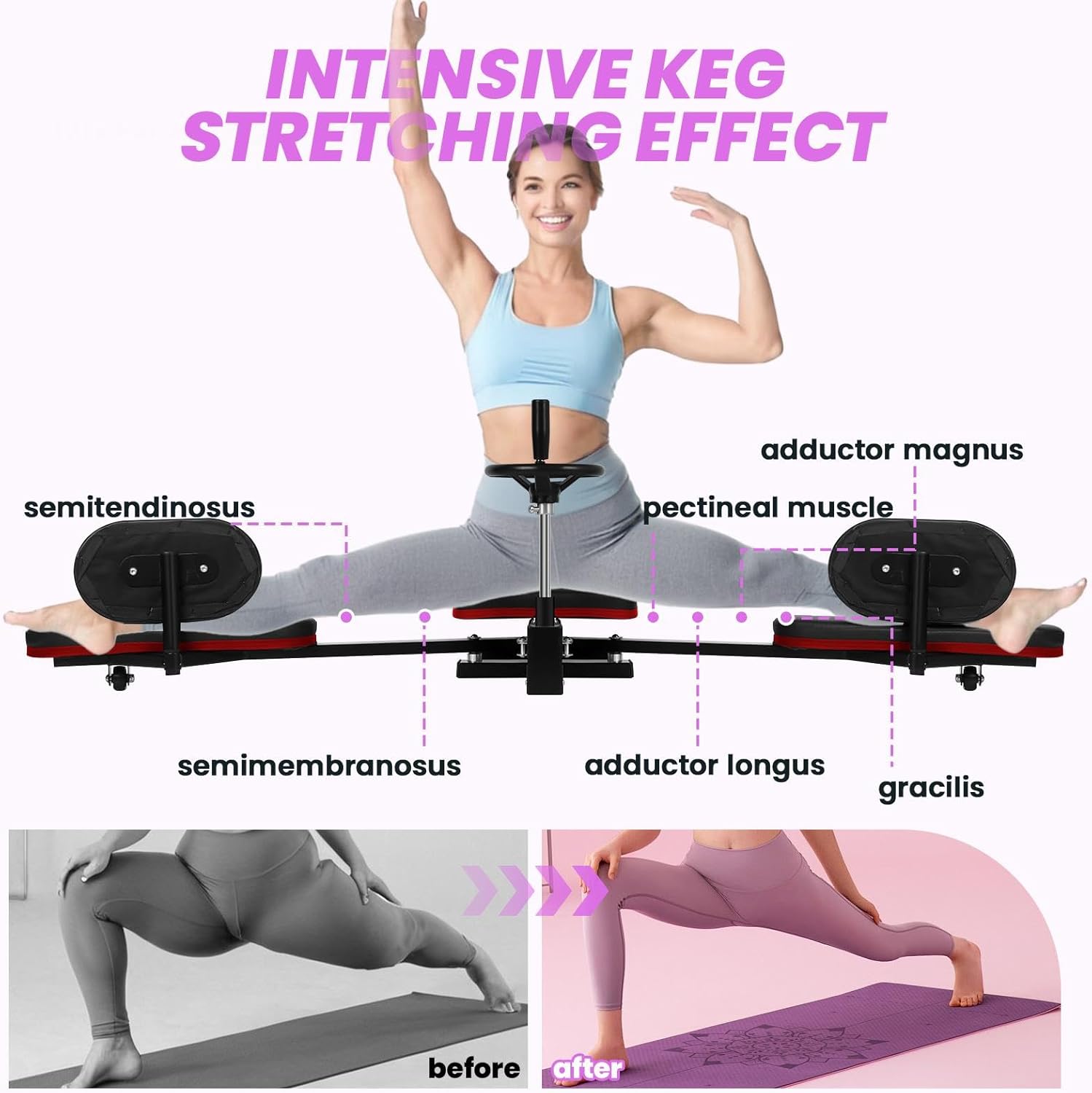 600 LBS Leg Stretcher Split Machine, Get Splits Faster with 0 - 180 Degrees Adjustable - Hands Free Split Stretcher for Dancers, Yoga, Martial Arts, Home Flexibility Training