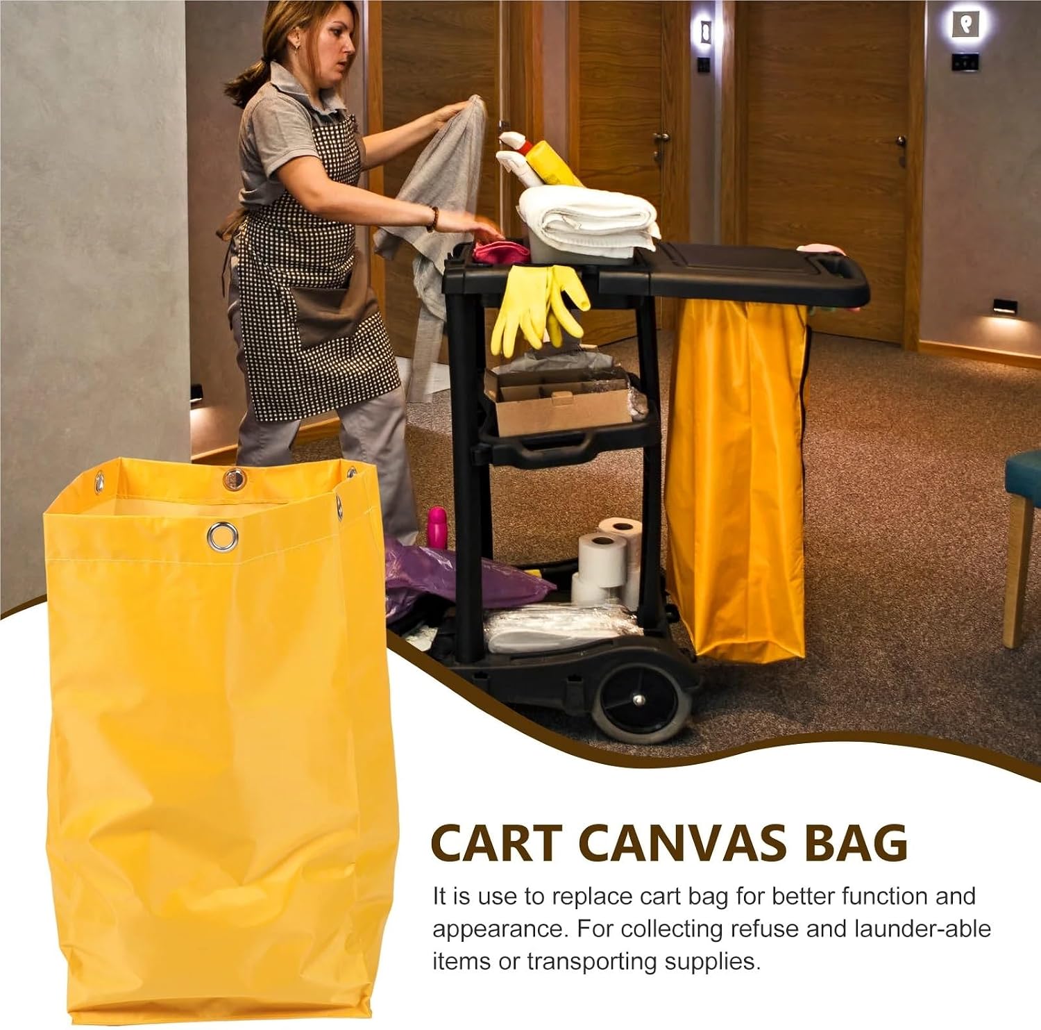 2Pcs Multifunctional Cleaning Cart Replacement Bag Heavy Duty Housekeeping Janitorial Pouch Trolley