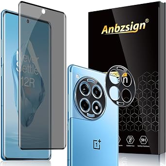 [2+2 Pack for OnePlus 12R 5G / Oneplus Ace 3 Privacy Tempered Glass Screen Protecto and Camera Lens Protector, Anti-Spy 9H Hardness Case Friendly Film