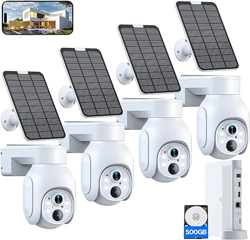 Miniatura 10 de Camcamp Sistema de cámara de seguridad inalámbrico, sistema de seguridad PTZ 6 con energía solar, disco duro de 500 GB, NVR de 4 MP, fácil 6 Kit de