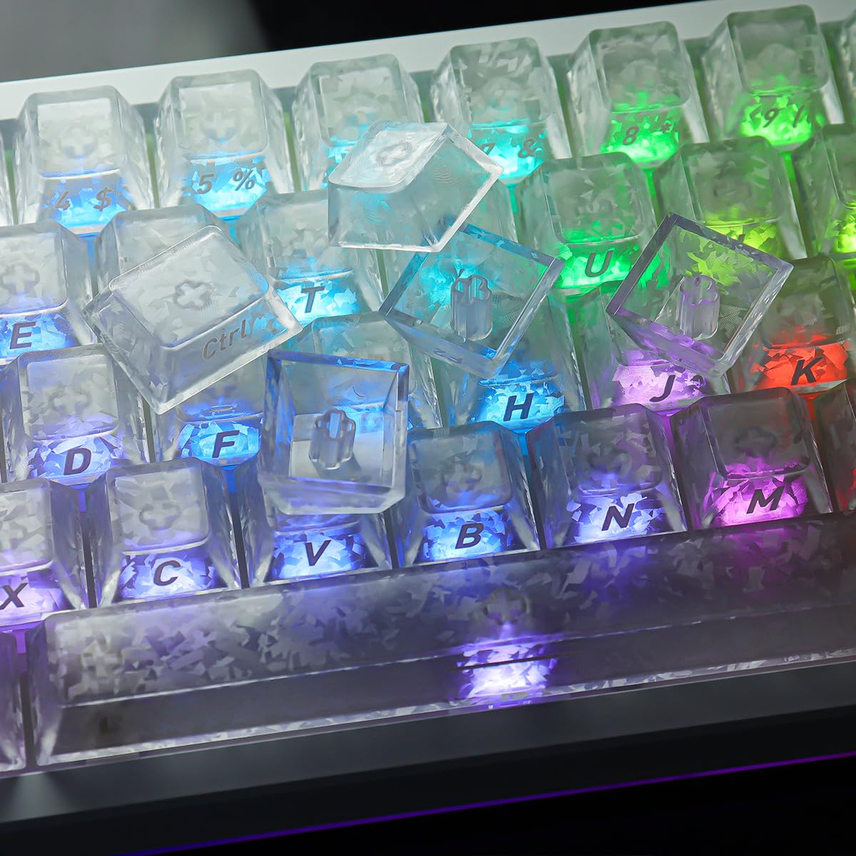 Sunzit PBT Keycaps, 119 Tasten, individuelles Set mit Weiß Tastenkappen in Carbonfaser Optik, Cherry-Profil, seitlicher Sublimationsdruck für MX-Schalter, mechanische Gaming-Tastatur