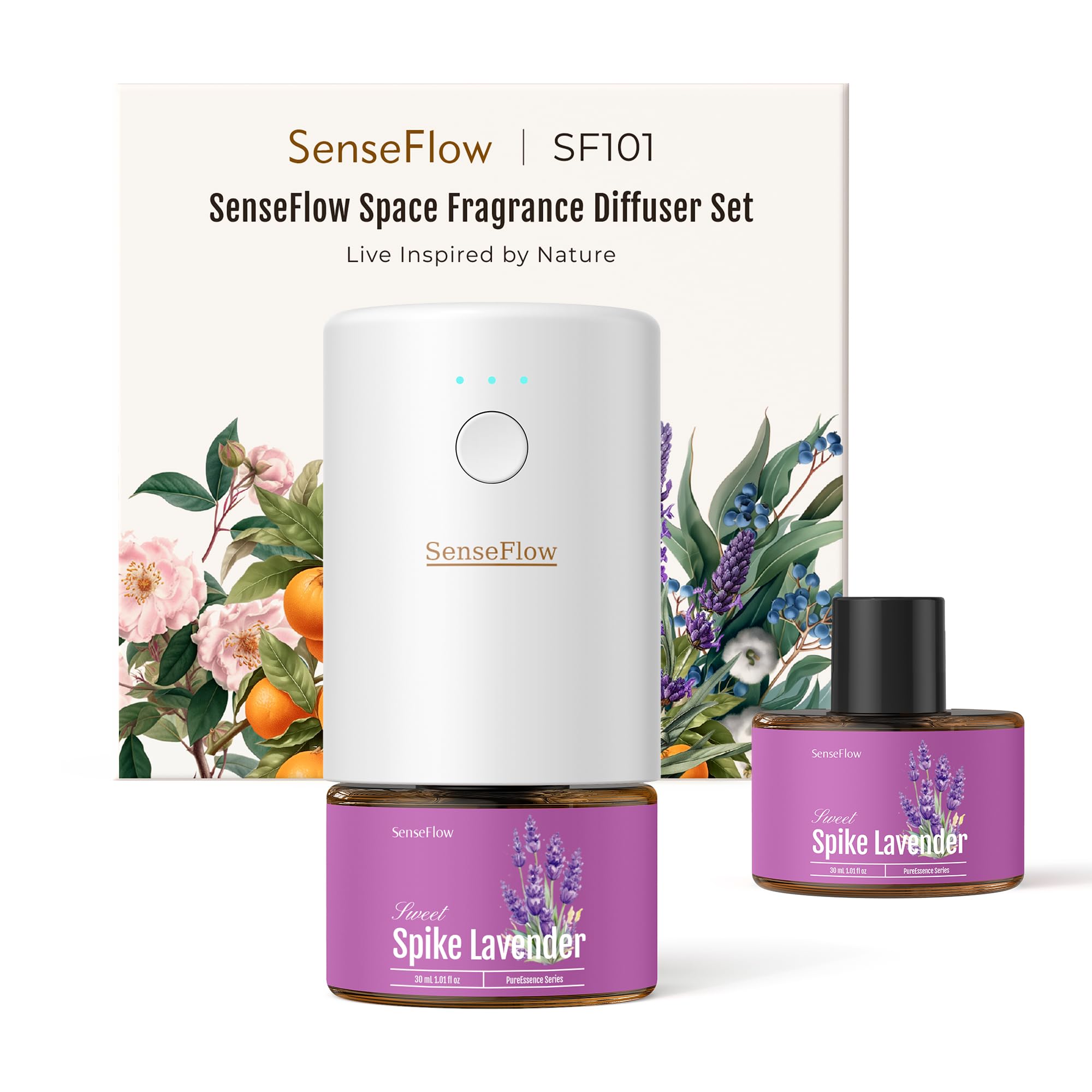 SenseFlow Aroma Diffuser for Essential Oils Smart Wi-Fi SF101S Pro, Waterless Ultrasonic Fragrance Plug, Room Fragrance, White, No Oils