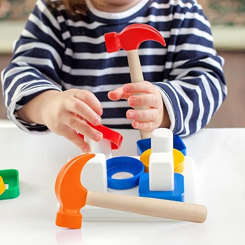 Miniatura 4 de Paquete de 2 juguetes de martillo de madera, martillos de simulación, herramientas de mantenimiento, juguetes educativos para niños, suministros de