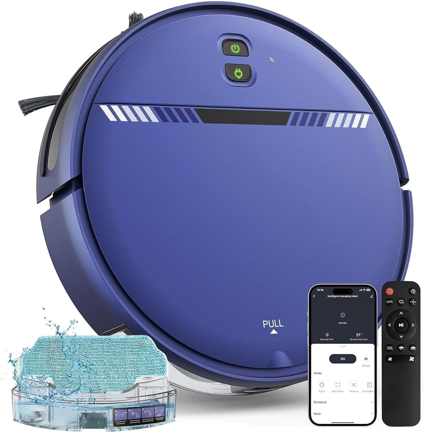 Robot Vacuum and Mop Combo Robotic Vacuum Cleaner 2 in 1 with WiFi App Voice Schedule Water Tank