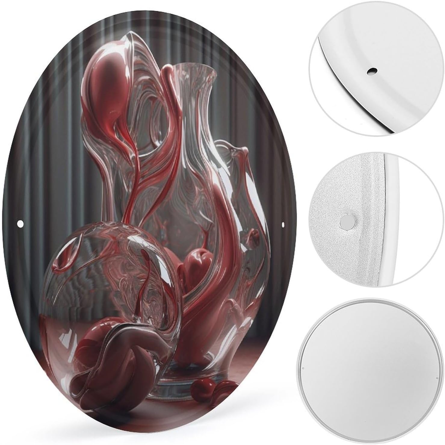 WEIHAKO Round Photo Frame Circular Iron Hanging Picture Modern Style Sculpture Wall Picture Round Metal Tin Sign Wall Art Prints Wall Photo Frame for Bedroom Living Room Bathroom Decor