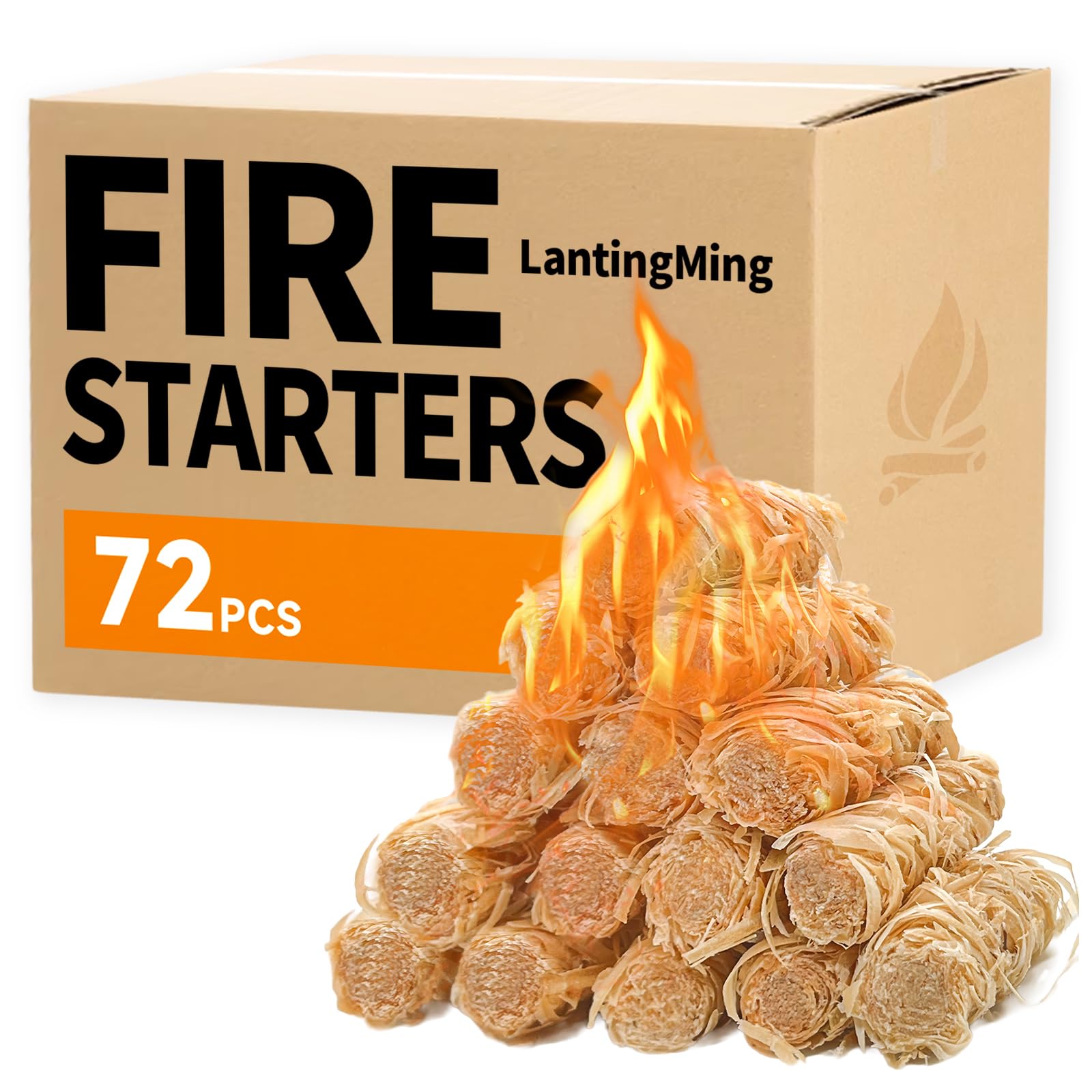 72 Pieces Fire Starter for Fireplace, Waterproof - Natural Fire Starters, for BBQ, Pizza Oven, Fire-Pit, Campfire, Camping Charcoal Starter, Quick Light Wood Firestarter for Wood Stove