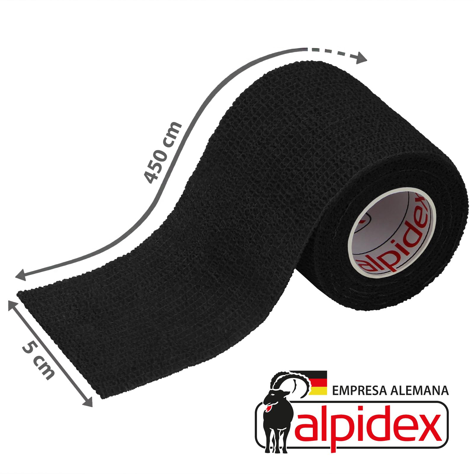 ALPIDEX 12 Rollos Venda Adhesiva 5 cm x 4,5 m Venda Cohesiva Envoltura Tape Deportiva Bendaje Autoadhesiva Mano Rodillas Tobillo Vet Wrap Perro Gato Caballo, Color:negro — view 2