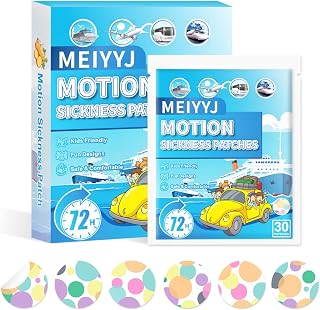 Motion Sickness Patches Motion Sickness Cruise Essentials Seasickness Patches for Ship Travel Non Drowsy Car Sickness Relief Waterproof Car Sick Patches Fast Acting-Pack 0f 30