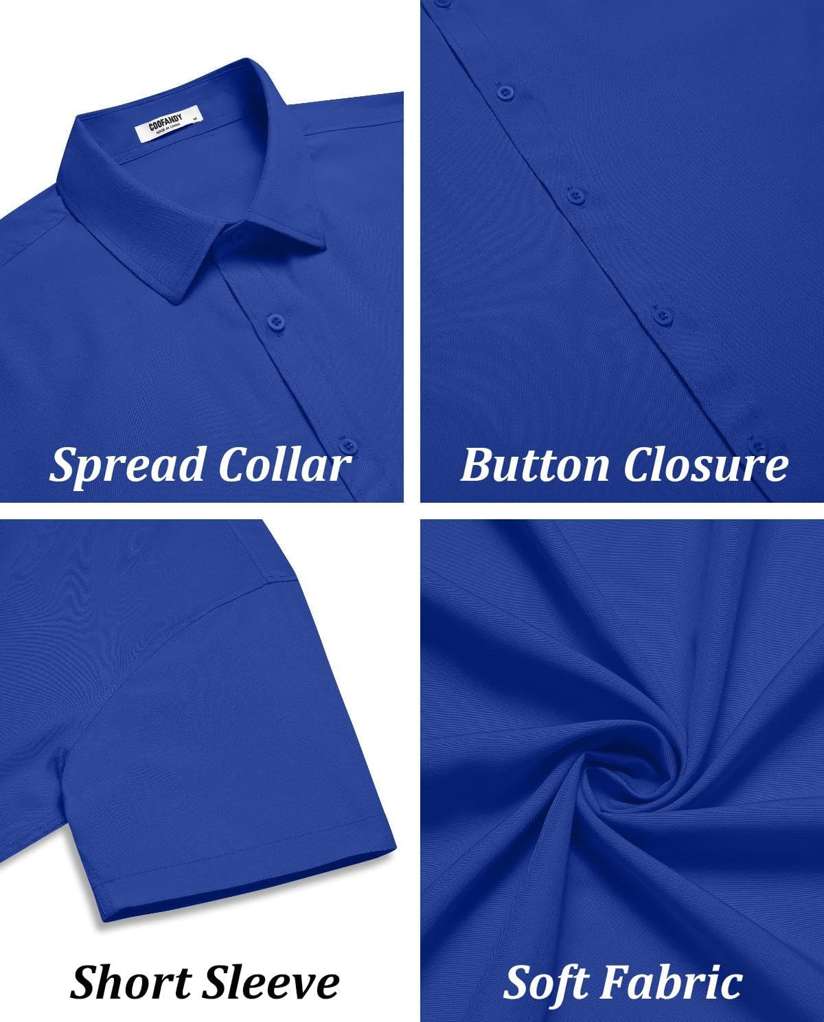 COOFANDY Men's Casual Button Down Shirts Short Sleeve Summer Untucked Dress Shirts - Image 5