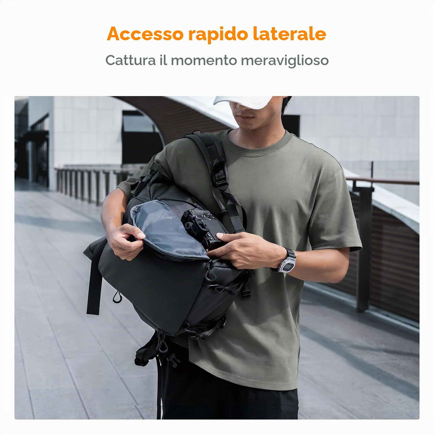 K&F CONCEPT Zaino Fotografico Espandibile Impermeabile | Design roll-top espandibile, scomparto laptop 15.6", pelle 1680D antispruzzo, cerniere impermeabili, treppiede sul fondo B11