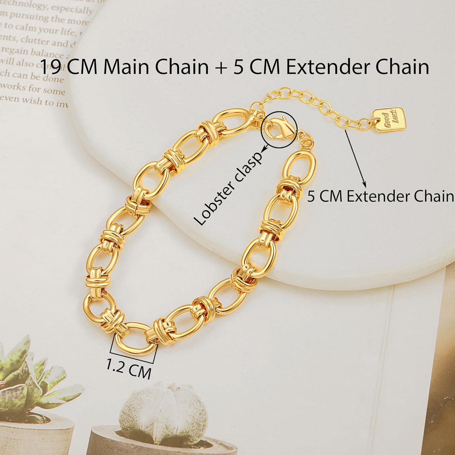 SOFYBJA 18k Gold Plated Personalized Chunky Cuban Oval Link Chain Bracelets for Men Toggle Rope Bracelet Jewelry for Women - Image 4