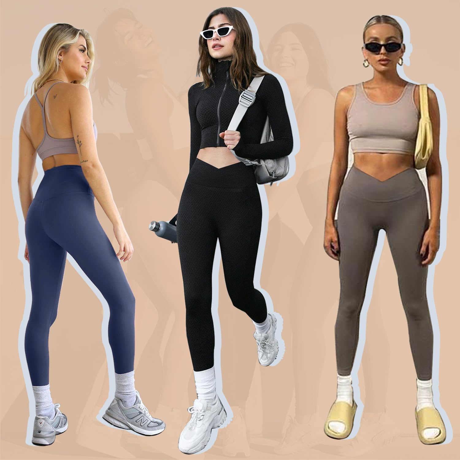 ACTINPUT Leggins Donna Vita Alta Leggings Fitness Sportivi Donna Pantaloni Yoga Controllo della Pancia Opaco Elastici Morbido Leggings（Nero/Grigio/Blu,L-XL）