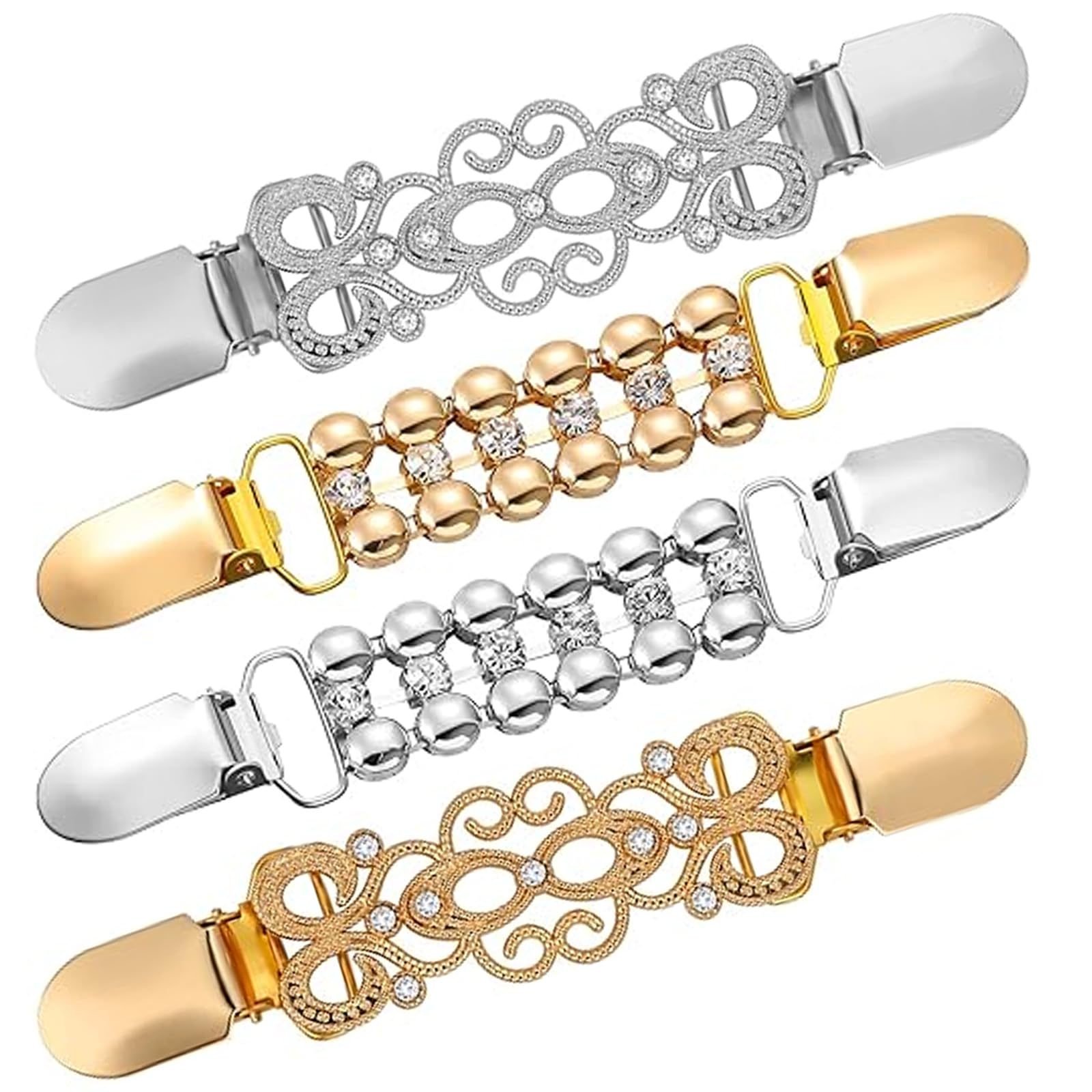 Cindeer 3 Spille Vintage per Maglione Clip di Chiusura per Colletto Scialle Ferma Maglione Retrò Fermagli in Argento per Camicia Vestiti Abiti Sciarpa Chiudi Cardigan per Donna (Stile Classico