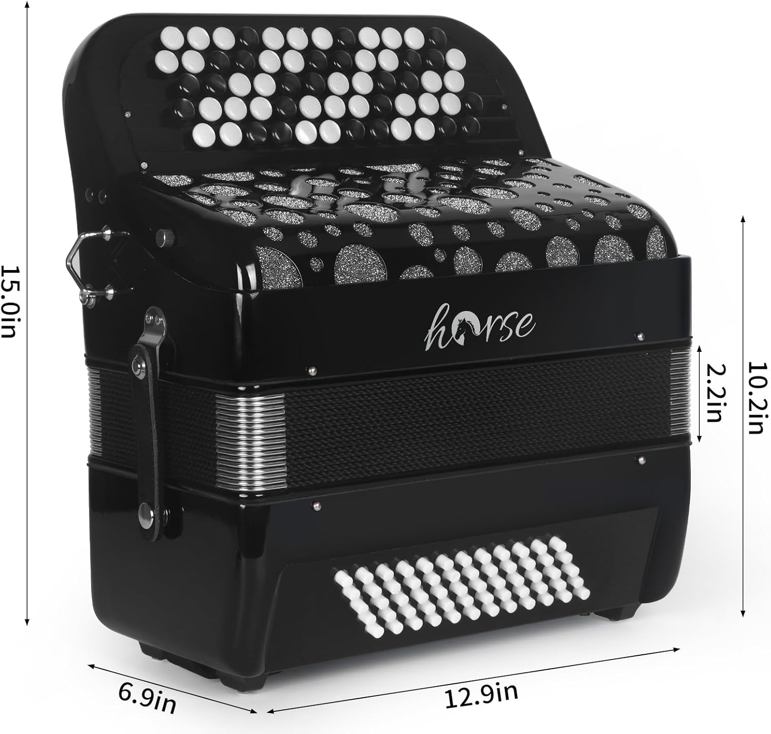 62 Keys 60 Bass Accordion, Button Accordions Educational Musical Instrument Suitable for Adult Beginners and Students, with Thicker Case and Accordion Shoulder Strap Acordeón Acordeones Para Adultos