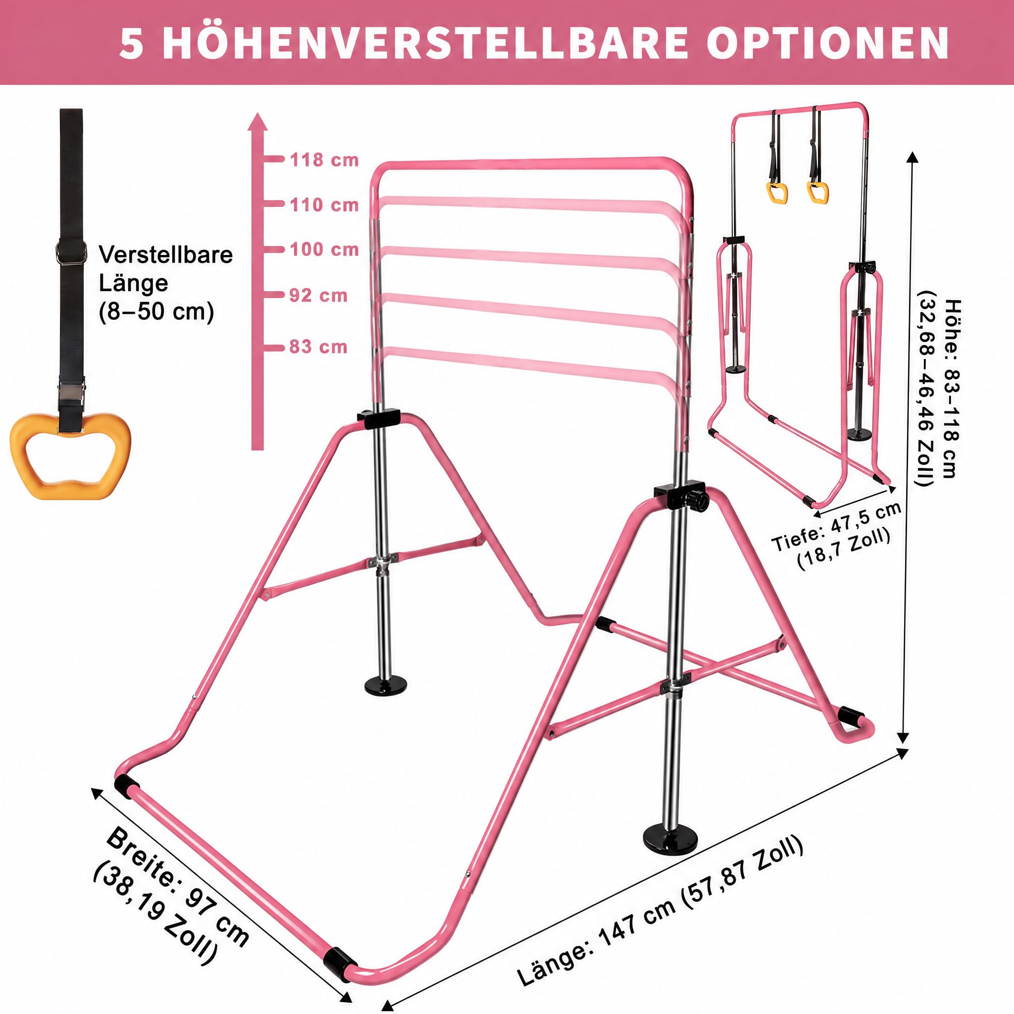Zusammenklappbare Teleskop-Gymnastikstange für Kinder, höhenverstellbar, horizontale Stange, Fitness, Kletterturm, Heim-Fitness-Studio für Kinder/Kinder
