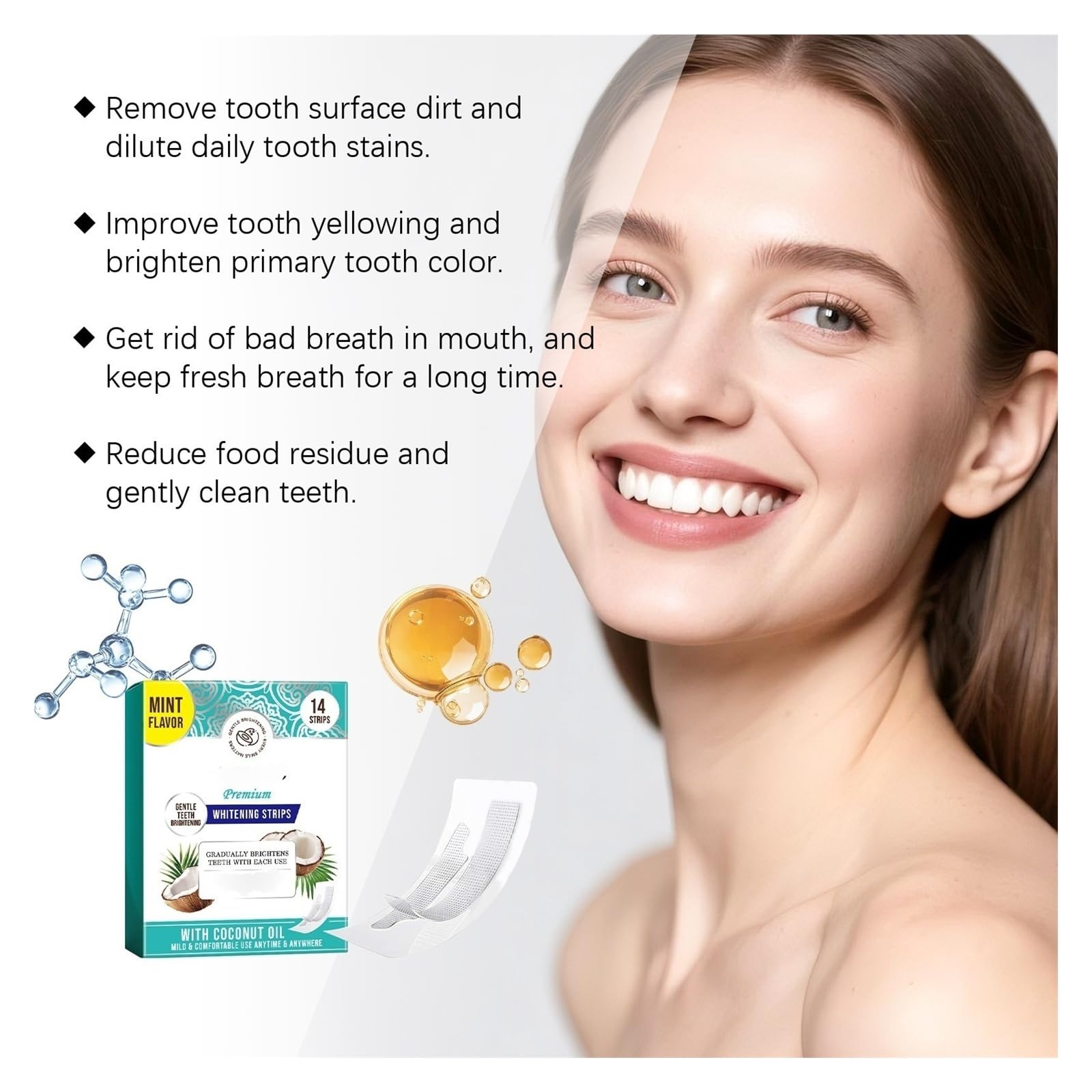 Confezione da 14 strisce for la cura dei denti, rinfresca delicatamente e rimuove le macchie for un sorriso comodo e luminoso(2pcs)