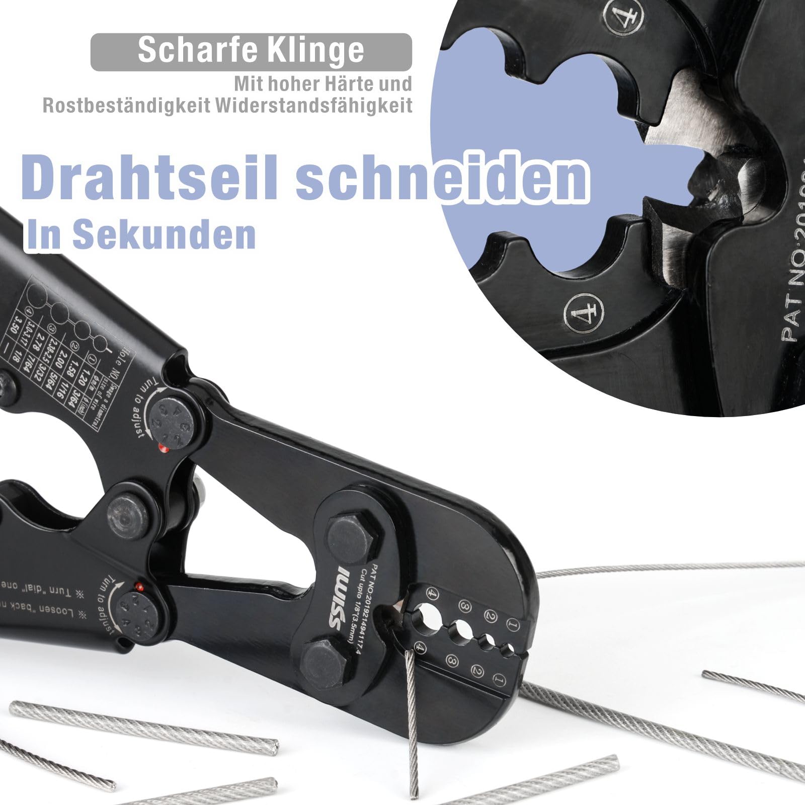 iCrimp Drahtseil Crimp Set 330 Hülsen + 45 Fingerhüte mit Schneider