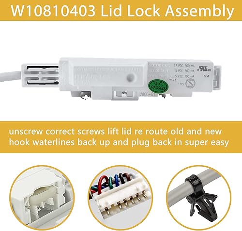 Miniatura 3 de W10810403 Reemplazo del conjunto de bloqueo de la tapa de la lavadora Ap5984435 W10648012 W10787878 Conjunto de bloqueo de tapa compatible con