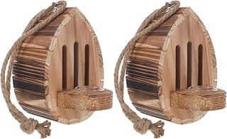 Wooden House Feeder with Integrated 2pcs Hanging Butterfly