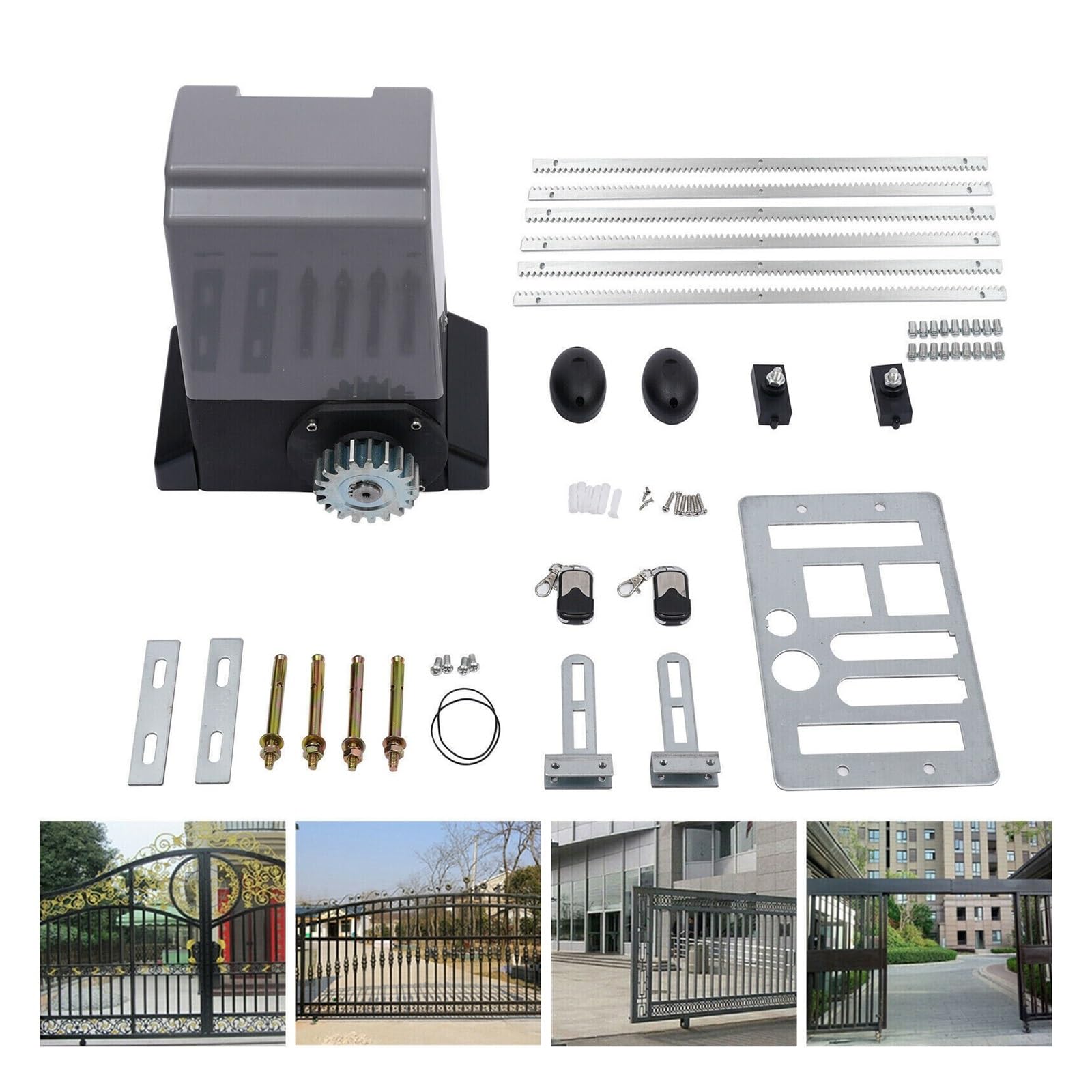 550W Sliding Electric Gate Opener Automatic Motor Driveway Security Kit with Racks for Up to 2645.55lbs/1200kg Heavy Duty Doors