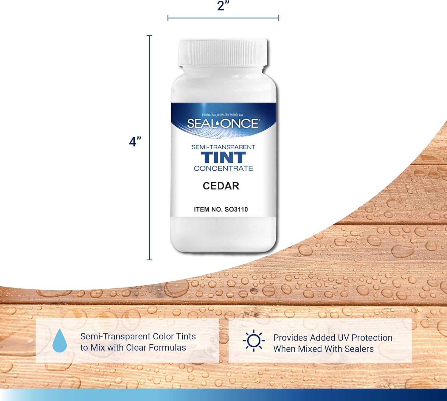 Seal-Once Semi-Transparent Color Tints - Cedar Liquid Wood Treatment - Multi-Surface Concentrate in a Bottle