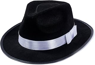 Black Fedora Hat - Gangster Hat - Black and White Fedora Hat - Mobster Hat (Fedora Hat)