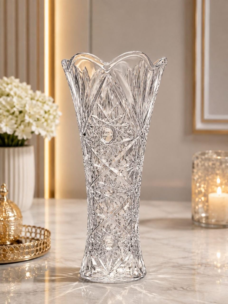 Small Decorative Flower Glass Vase – Crystal Clear 7.5 Inch Glass Flower Pot for Bouquet | Elegant Home & Office Mini Flower Décor Vase for Living Room, Table, Kitchen, Shelf-image-12
