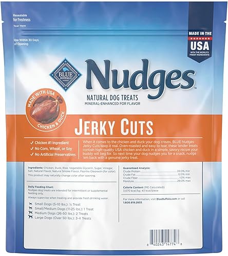 Miniatura 2 de Blue Buffalo Nudges Jerky Cuts - Golosinas naturales para perros, pollo y pato, 36 onzas