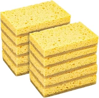 SPICLY Sponges 10Pcs 2-Sided Wood Pulp Cotton Scouring Pad Dishwashing Sponge Pad Household Kitchen Absorbing Water Non-Stick Oil Dish Towel