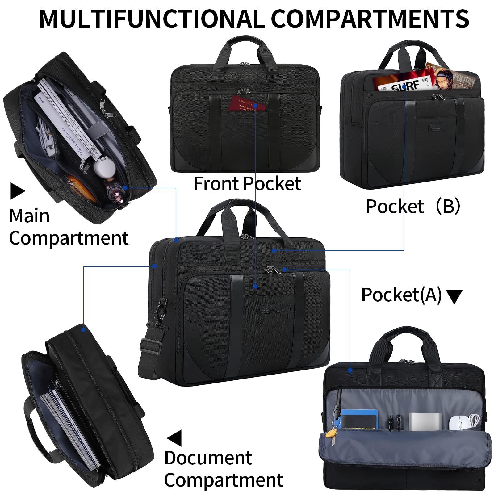 Bolso Hombre Bandolera RAINSMORE Bolso Ordenador Portatil Hombre