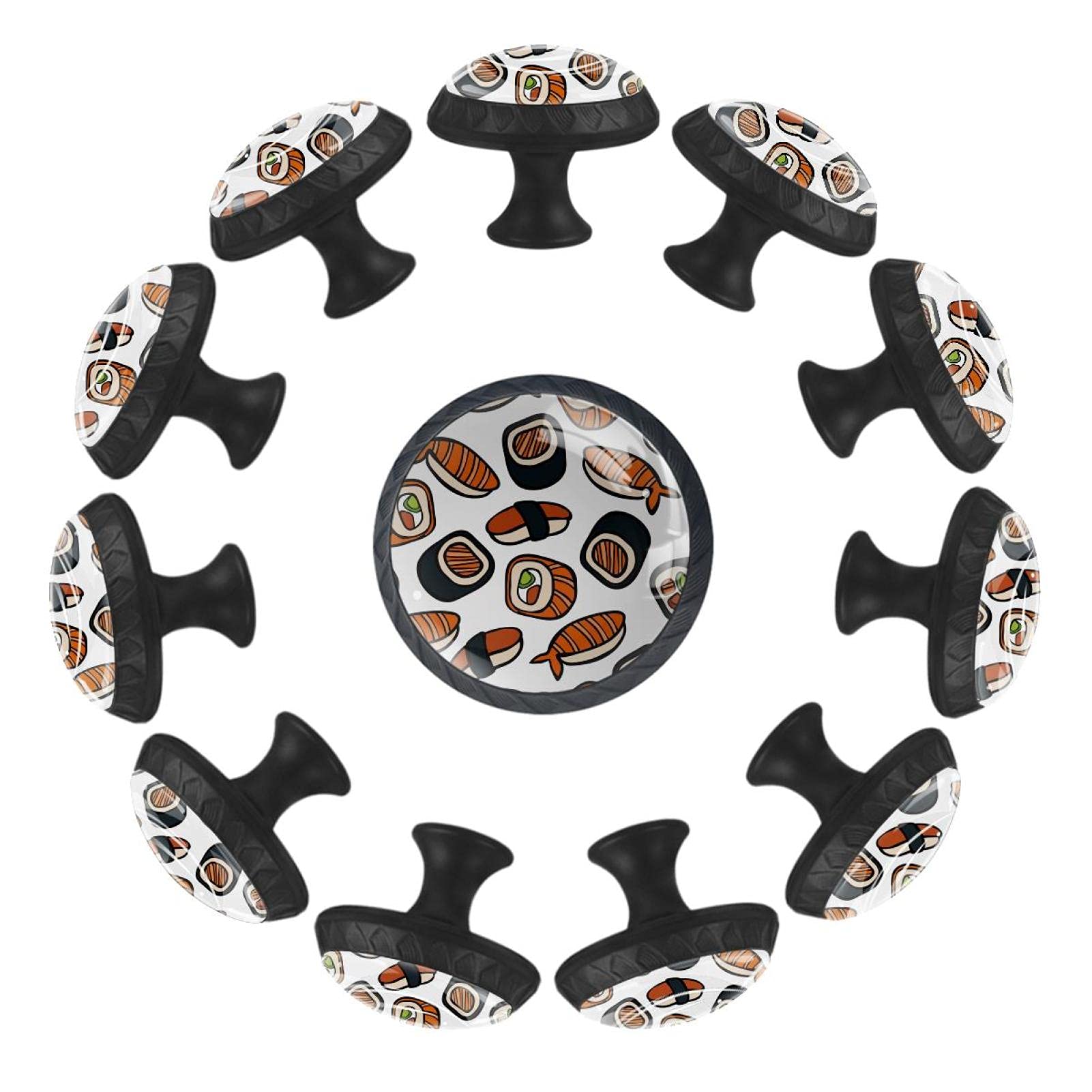 Boutons de tiroir sushi japonais ronds de 35 mm au design original pour commode de crèche