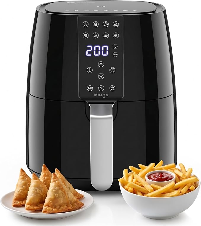 Milton Rapid Digital Air Fryer 4.2L | 1450W | 360° High Speed Air Circulation | Up to 90% Less Oil Usage | 8 Preset Menus | Touch Control Panel & Digital Display | Auto S