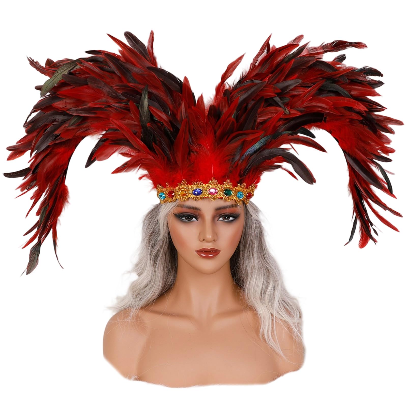 sodeber Decorative Feathered Headpiece Crowns Headdress Carnivals Headwear Mardis Gras Accessory20s Flapper Headband Carnivals Headdress for Women