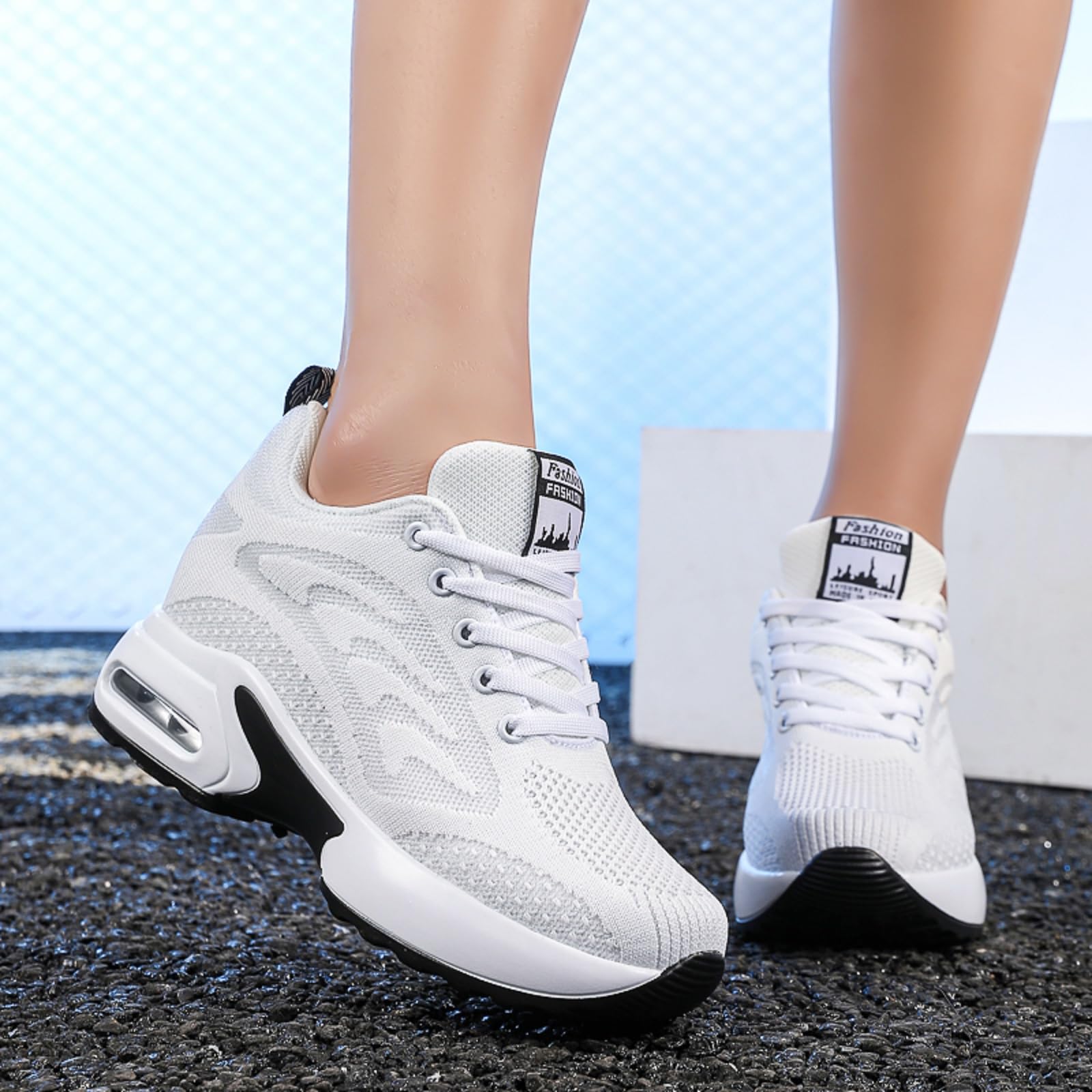AONEGOLD Sneakers Donna Zeppa Scarpe da Ginnastica Sportive Running Fitness Casual Tacco Zeppa 8.5 CM