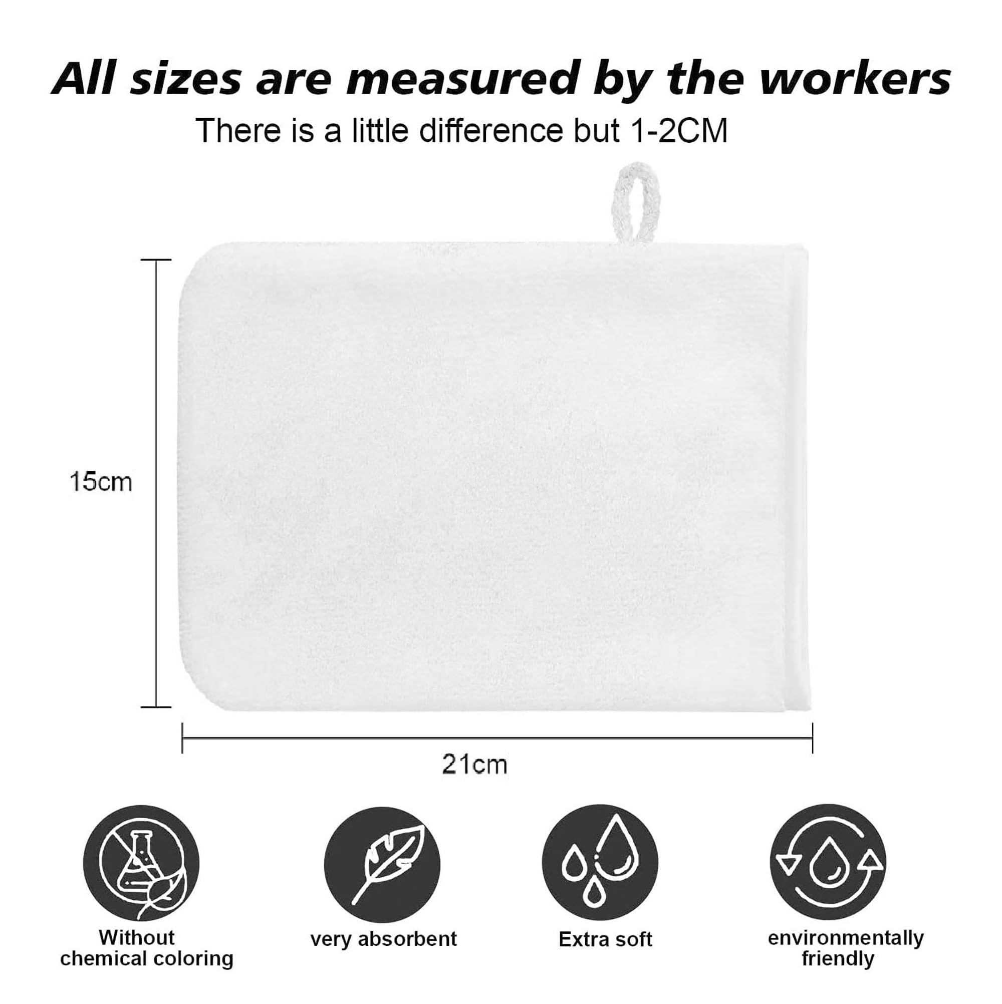 Lot De 8 Gants De Toilette Microfibre PHOGARY - Mitaines Douces Démaquillantes Réutilisables 15x21 Cm Blanc