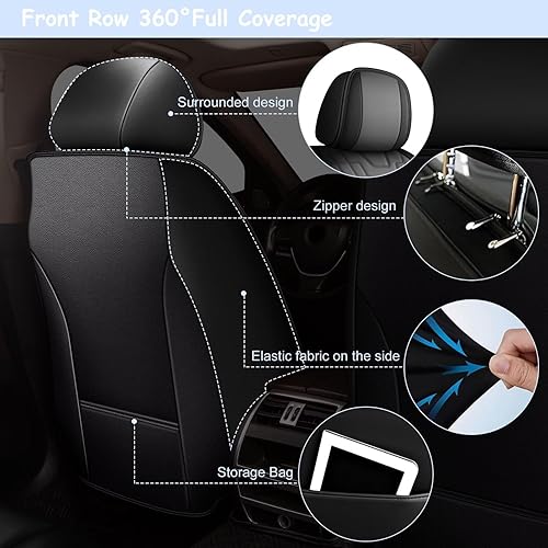 Miniatura 9 de TTX LIGHTING 2 fundas de asiento delantero de automóvil para Nissan Pathfinder 2011-2024 2025, piel de seda de hielo, transpirable, impermeable,