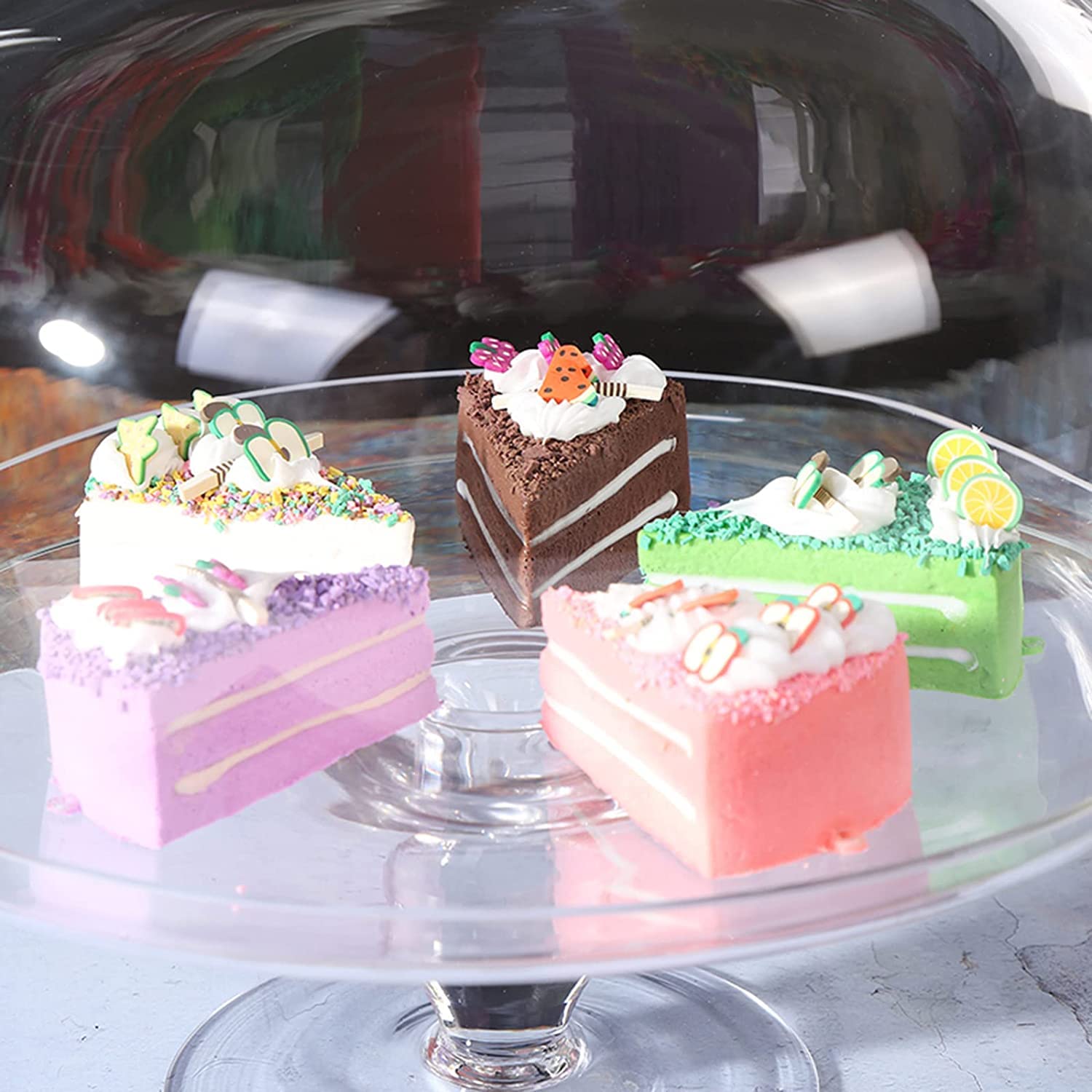 Desserts Présentoir à gâteau européen avec couvercle en forme de dôme Support à cupcakes en verre cristal transparent et plateau de service Plateau à dessert multifonctionnel pour la cuisine Fruits