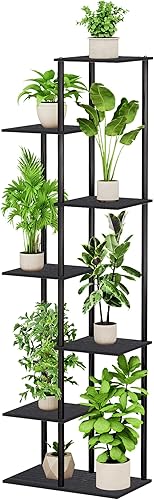 Soporte para plantas de interior de 7 niveles y 8 macetas, estante de madera de metal para plantas, múltiples macetas de esquina para plantas,