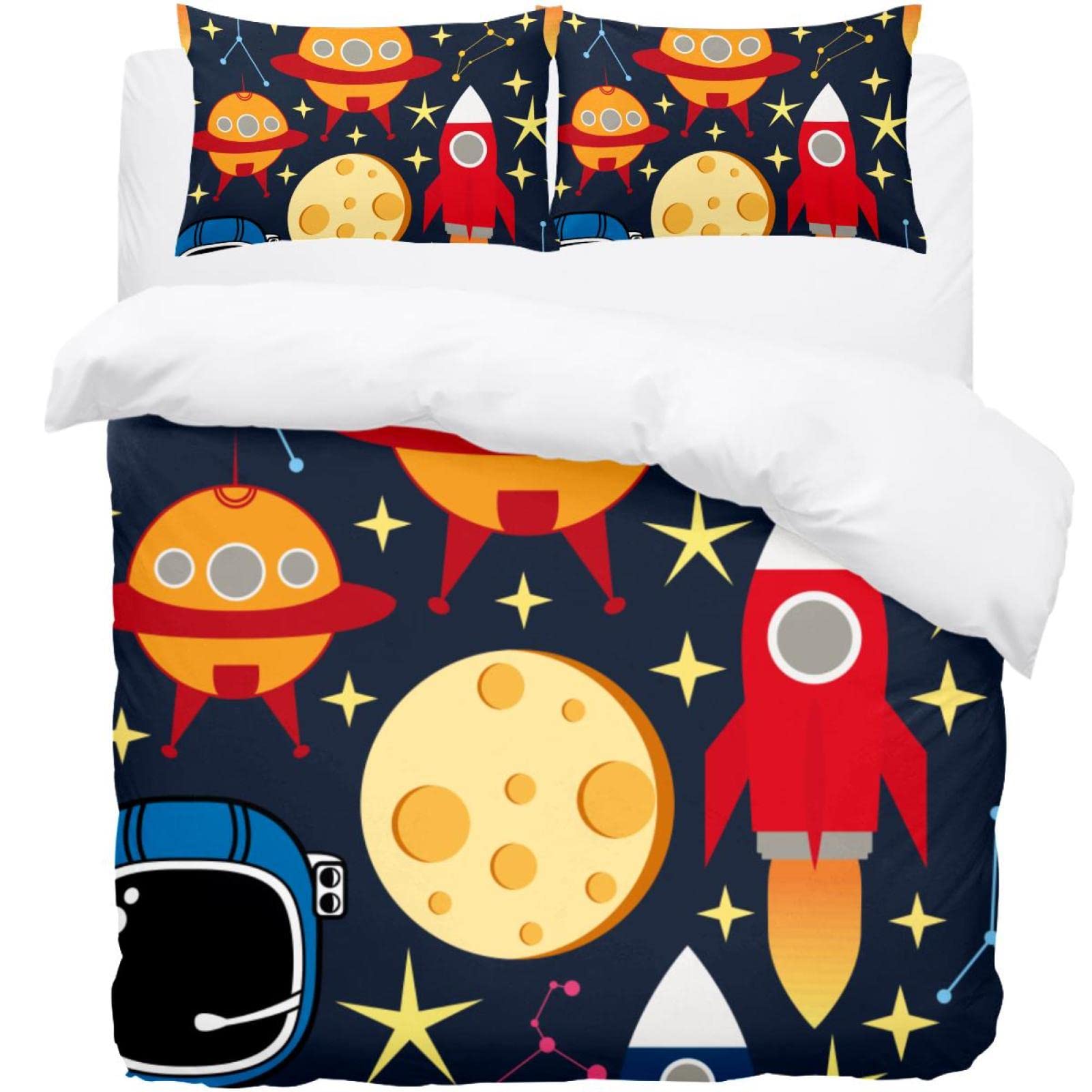 Parure de lit Rockets et planètes en tissu Supersoft hypoallergénique