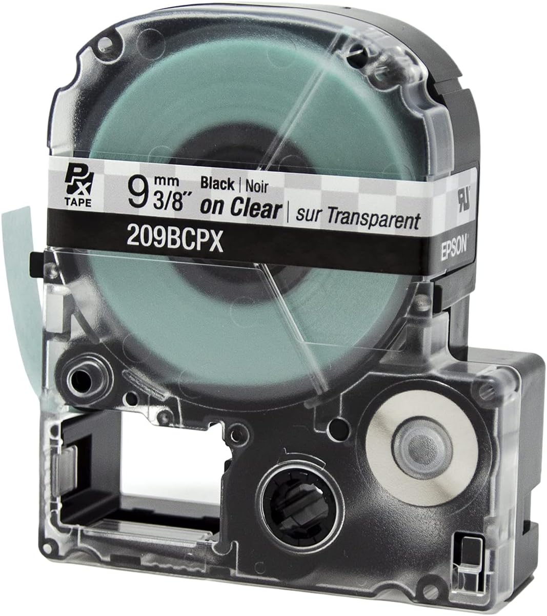 LABELWORKS 209BCPX PET (Polyester) Tape Cartridge - Black on Clear Label Maker Tape - 3/8" (9MM) Wide, 30'