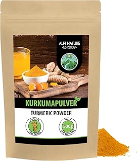 Kurkuma Pulver (500g), 100% naturreines Kurkumapulver, Kurkumawurzel schonend getrocknet und gemahlen, natürlich ohne Zusä...